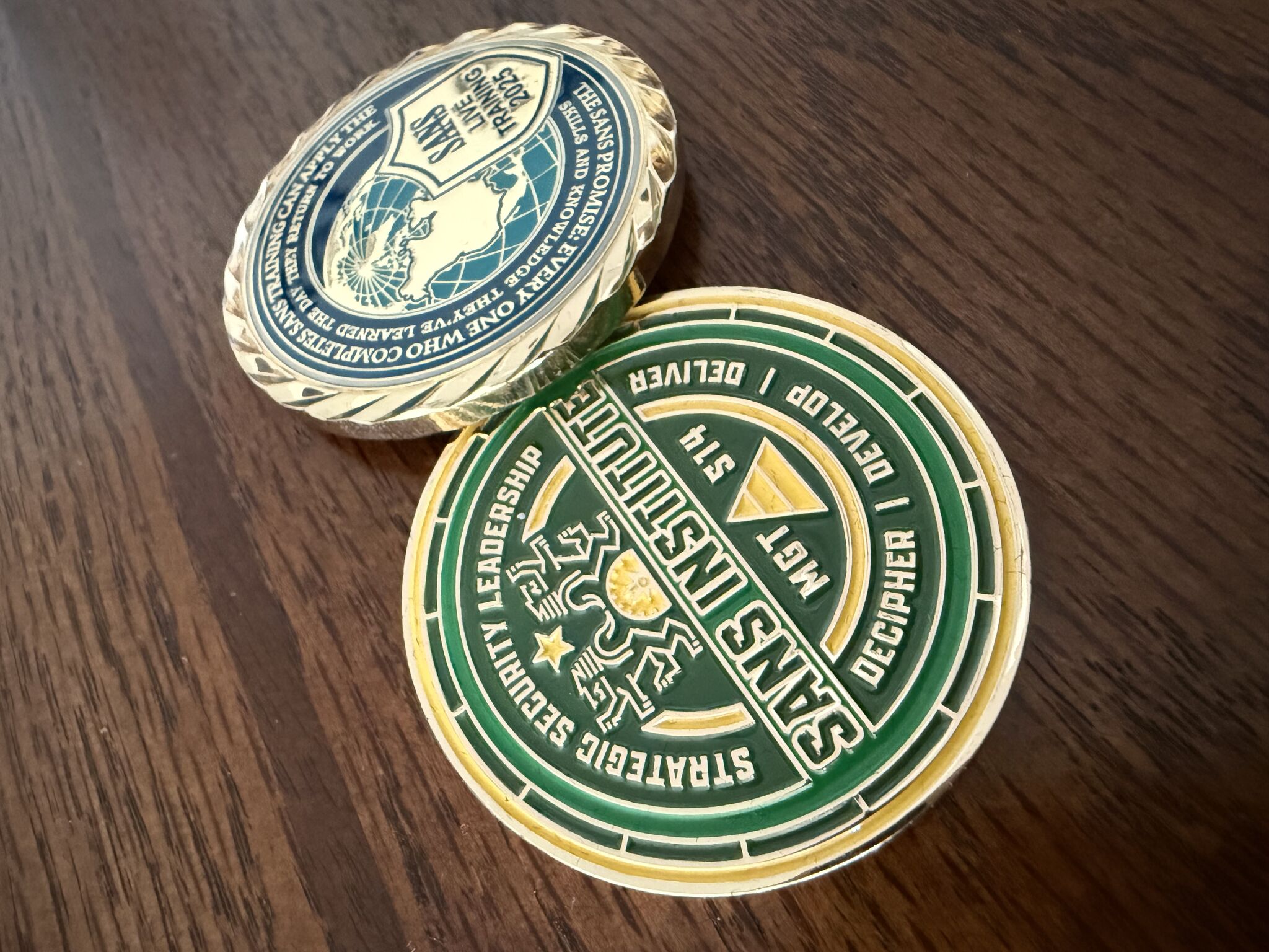 Celebrating our Cyber42 challenge‑coin win with my teammates